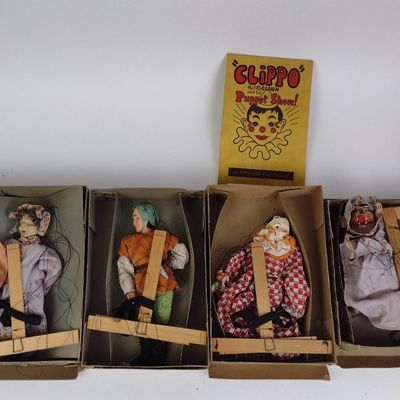 Sale Photo Thumbnail #260: 6 Marionette Dolls & Clippo the Little Clown