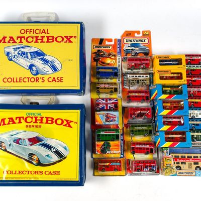 Sale Photo Thumbnail #162: 2 Matchbox Collectors Cases and 21 Matchbox Buses