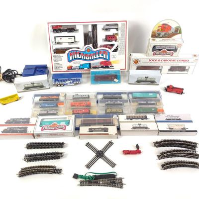 Sale Photo Thumbnail #182: 21 N Scale Model Train Boxes & N Scale Track & Transformer