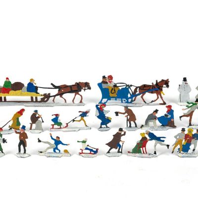 Sale Photo Thumbnail #312: German Flat Metal Winter Skaters Figures