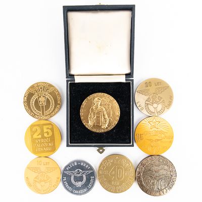 Sale Photo Thumbnail #194: 9 Czech Table Medals/Plaketa 10-75th Anniversaries