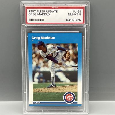 1987 Fleer Update Greg Maddux RC #U-68 PSA NM-MT 8