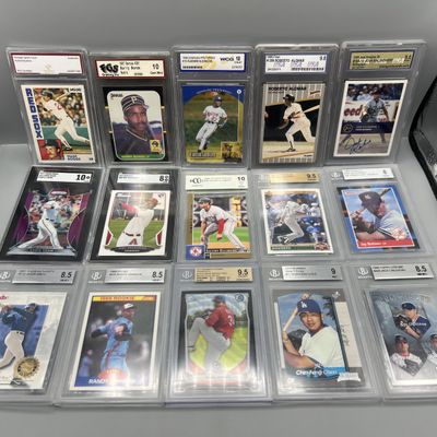 (15) Assorted Baseball Graded Cards w/ Stars & Rookies - Some SGC & BGS Slabs
