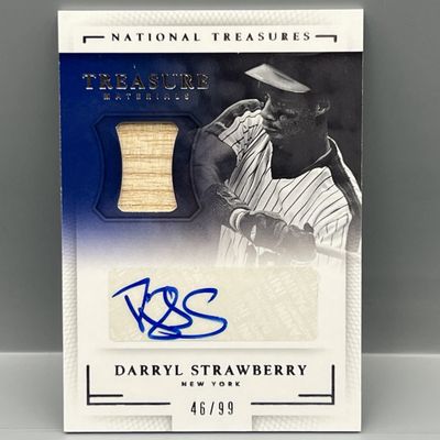2016 Panini National Treasures Darryl Strawberry Game Used Bat Relic Auto #/99