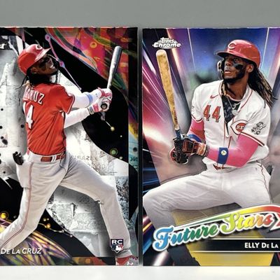 2024 Topps Finest Elly De La Cruz RC #186 & 2024 Topps Chrome Future Stars RC #FSU-11