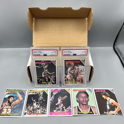 1975-76 Topps Basketball Complete Set w/ (2) PSA Graded Cards & Moses Malone RC - Appears Mostly Mid Grade Condition w/ Some Exceptions