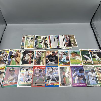 (45) Rickey Henderson Baseball Cards - Varying Conditions