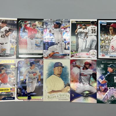 (10) Assorted Baseball Star Player Rookie Cards - Joey Votto, Aroldis Chapman, Justin Verlander, Kyle Schwarber