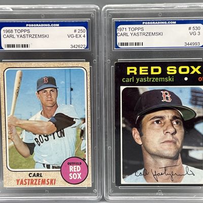 1968 Topps Carl Yastrzemski #250 & 1971 Topps #530 - Both Slabbed By PGS Grading