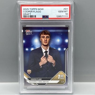 2025 Topps Now Cooper Flagg Draft RC #D1 PSA Gem Mint 10