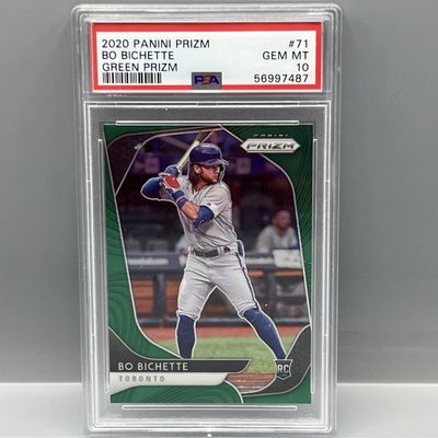 2020 Panini Prizm Bo Bichette Green Prizm RC #71 PSA Gem Mint 10