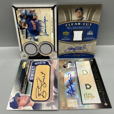 (4) Assorted Baseball Pack Pulled Auto Cards - Brian Dozier, Matt Holliday, Ben Sheets, & Bengie Molina