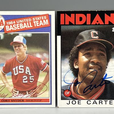 1985 Topps Team USA Cory Snyder RC & 1986 Topps Joe Carter Autographed Cards - Signed in person for consignor circa 1986-87