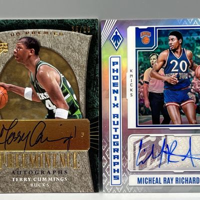 2007-08 Upper Deck Premier Terry Cummings Preeminence Auto #/25 & 2023-24 Panini Phoenix Micheal Ray Richardson Auto