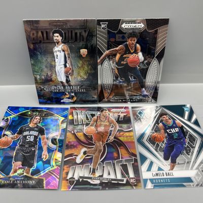 (5) Assorted Modern Basketball Star Player Rookie Cards - Dylan Harper, LaMelo Ball, Evan Mobley