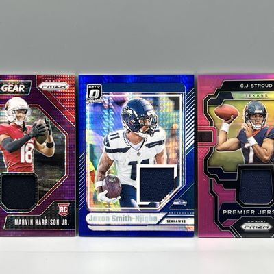 (3) Former Ohio State Buckeye Star Player Pro NFL Jersey Relics - Marvin Harrison Jr RC , Jaxon Smith-Njigba, & CJ Stroud RC
