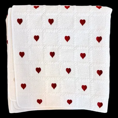 Cracker barrel red white heart quilt 86 x 86