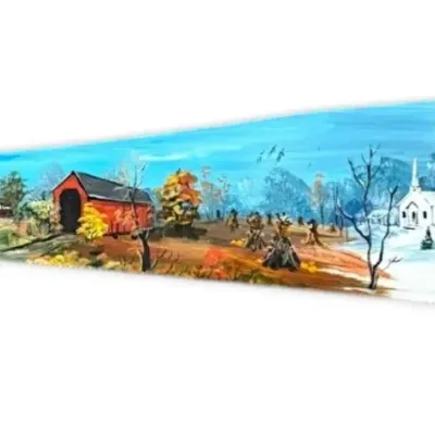 Hand painted saw w the seasons