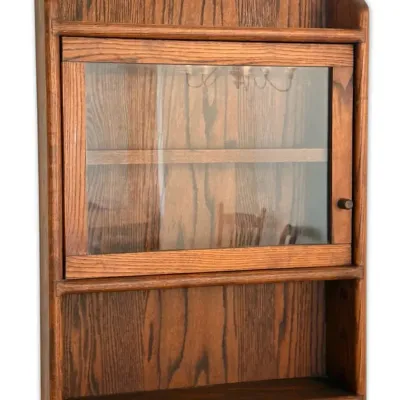 Oak glass wall mounted display cabinet