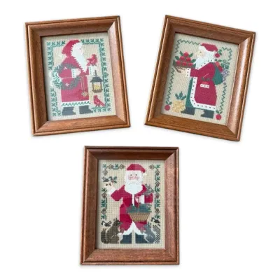 Miniature cross stitched prairie schooler santa s 5 x6