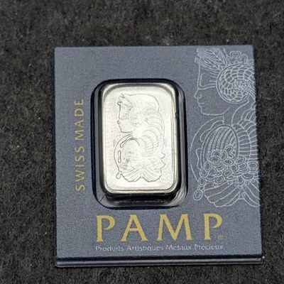 1 Gram .9995 PURE PLATINUM Lady Fortuna Designed Miniature Art Bar in PAMP Plastic w/ COA