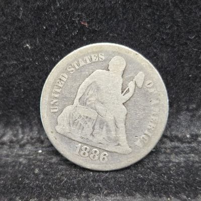 1886 w/ Legend Seated Liberty 90% Silver Dime