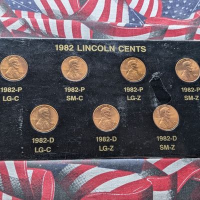 1982 Lincoln Cent Variety Collection in Display