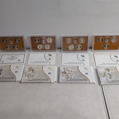 2013-S, 2014-S, 2015-S, & 2016-S U.S. Mint Presidential Dollar Proof Sets in OGP w/ COA