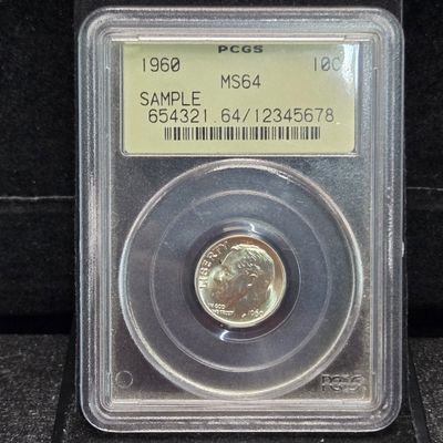 1960 Roosevelt 90% Silver Dime PCGS MS64 Sample