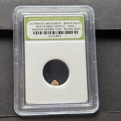 Authentic Meteorite Space Rock - North West Africa - Sahara Desert Find - Nickel Iron - Slabbed International Numismatic Bureau