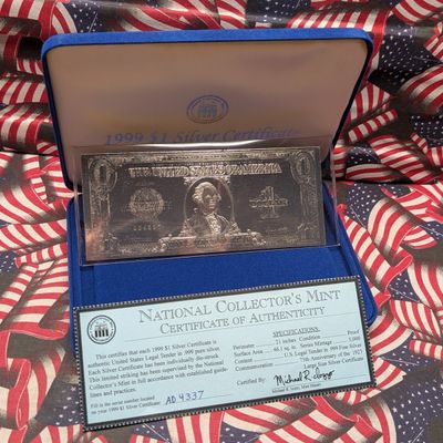 1999 Series U.S. $1 .999 Pure Silver Certificate Commemorating 75th Anniv. Of the 1923 Large Note in Display Box w/ COA