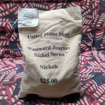2005-D Westward Journey American Bison Jefferson Nickel Series $25 Sealed Canvas Bag (500 Coins)