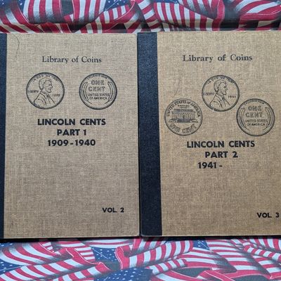 Partial 1909-1961 Lincoln Cent Collection in 2 Vintage Library of Coins Albums (130 Coins)