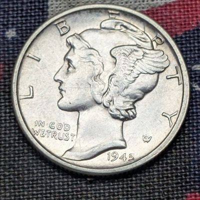 1945-S Mercury 90% Silver Dime w/ Micro-S - AU