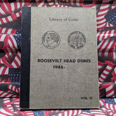 Complete 1946-1964 P, D, & S Mint Roosevelt 90% Silver Dime Collection in Vintage Library of Coins Album - Includes KEYS DATES! - All...