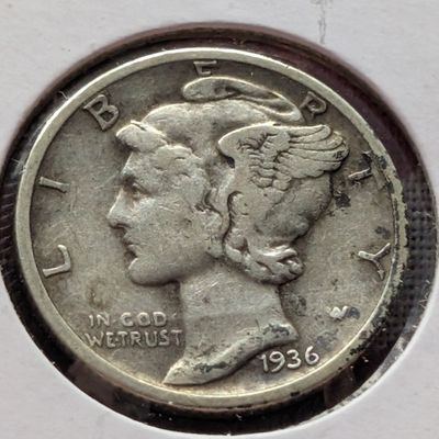 Sale Photo Thumbnail #375: 1936-D Mercury 90% Silver Dime