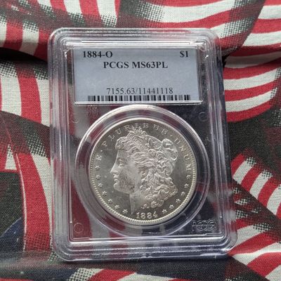 Sale Photo Thumbnail #197: 1884-O Morgan 90% Silver Dollar PCGS MS63PL - 142 Years Old!