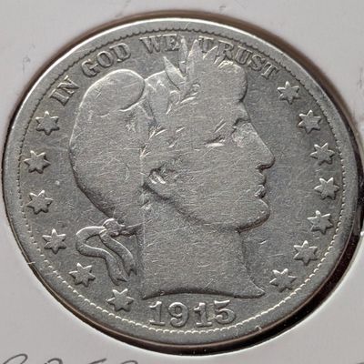 Sale Photo Thumbnail #160: 1915 Barber 90% Silver Half Dollar
