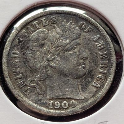 Sale Photo Thumbnail #284: 1900 Barber 90% Silver Dime