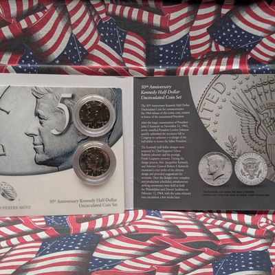 Sale Photo Thumbnail #194: 2014 P&D US Mint 50th Anniversary Kennedy Half Dollar Uncirculated Coin Set In OGP w/ COA