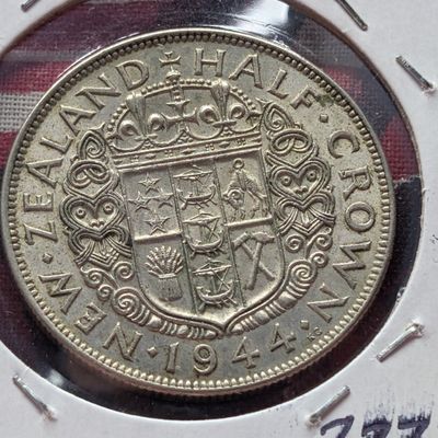 Sale Photo Thumbnail #80: 1944 New Zealand Half Crown - 50% Silver, 14.14g
