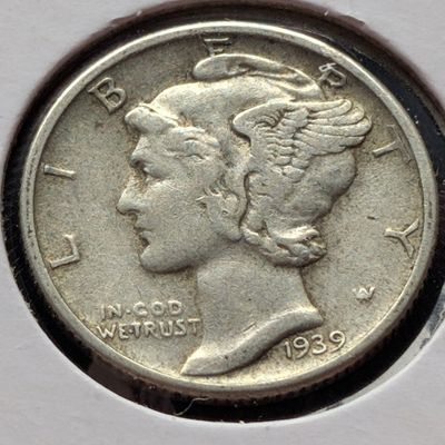 Sale Photo Thumbnail #348: 1939 Mercury 90% Silver Dime