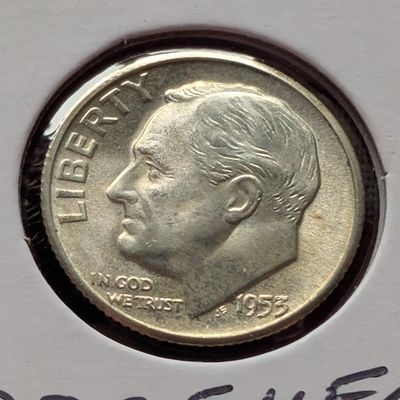 Sale Photo Thumbnail #353: 1953-S Roosevelt 90% Silver Dime - UNC.