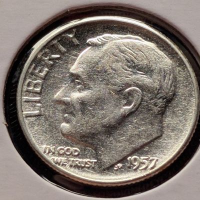 Sale Photo Thumbnail #245: 1957 Roosevelt 90% Silver Dime