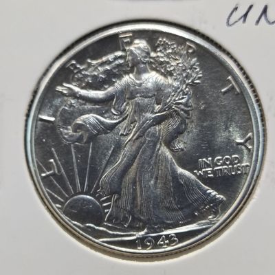 Sale Photo Thumbnail #359: 1943 Walking Liberty 90% Silver Half Dollar - UNC.
