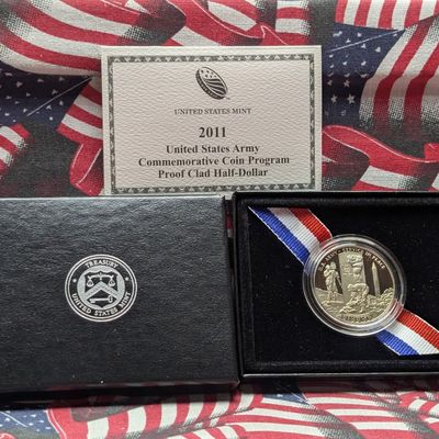 Sale Photo Thumbnail #199: 2011-S U.S. Mint Army Commemorative Proof Clad Half Dollar In OGP w/ COA