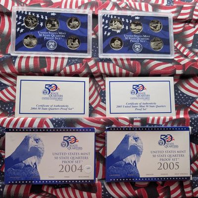 Sale Photo Thumbnail #87: 2004-S & 2005-S US Mint 50 State Quarter Proof Sets in OGP W/COA