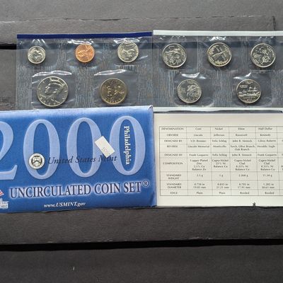 Sale Photo Thumbnail #134: 2000-P Only U.S. Mint Uncirculated Coin Set with State Quarters and Sacagawea Dollar In OGP With COA