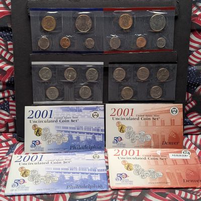 Sale Photo Thumbnail #335: 2001-P&D U.S. Mint Uncirculated Coin Set with State Quarters and Sacagawea Dollar in OGP w/ COA