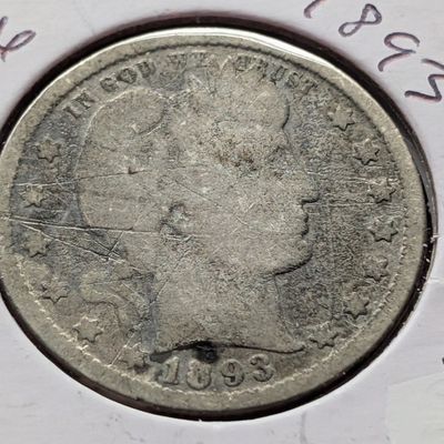 Sale Photo Thumbnail #178: 1893 Barber 90% Silver Quarter